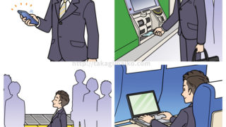 お仕事イラスト：乗車券を購入する男性のイラスト（JR東日本 千葉支社様）
