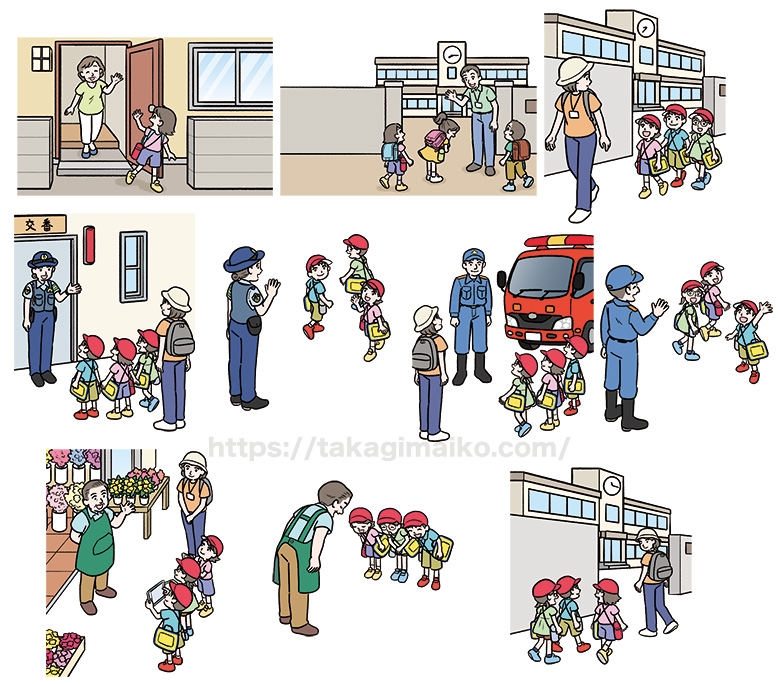 令和6年度版 小学校算数教科書「たのしい算数」（大日本図書株式会社）の小学生のイラスト。本文イラストのカットなど。