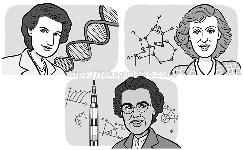 女性科学者の似顔絵カット