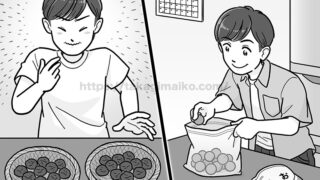 梅干しを作る男子大学生のイラスト