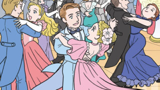 ダンスパーティー（舞踏会）で踊る男女のまちがい探しイラスト