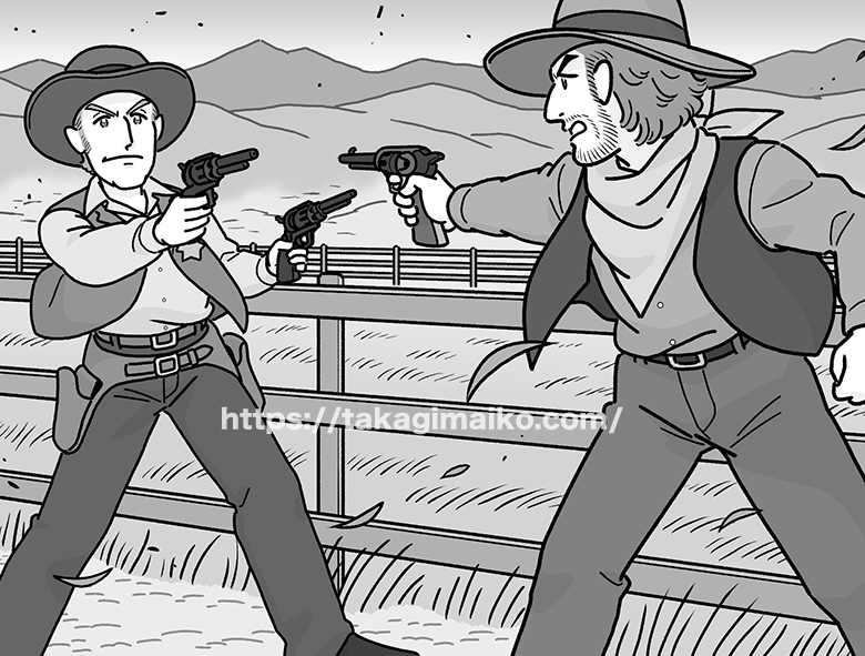 西部劇の荒野の決闘風イラスト